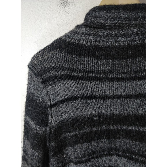 360 Sweater Gray & Black Striped Wool Blend Drape Front Open Cardigan Size S - Picture 5 of 7